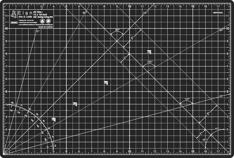 Elan Cutting Mat A3 Black & Taupe, Self Healing Cutting Mat 12x18 Inch, 5-Ply Craft Board Black, Hobby Board for Crafts 12x18 Inch - Image 1